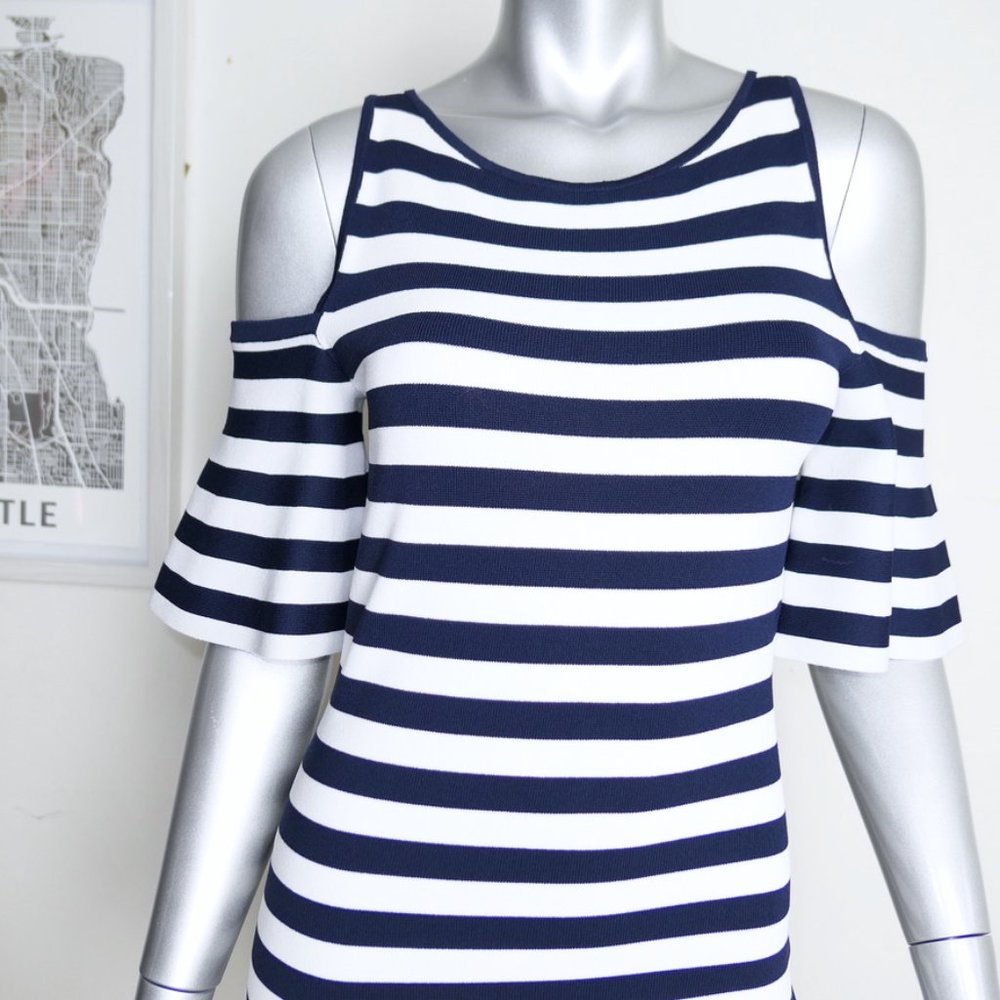 Michael Kors Striped Stretch Viscose Midi Dress - Picture 4 of 8